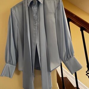 Zara Light Blue Satin Blouse